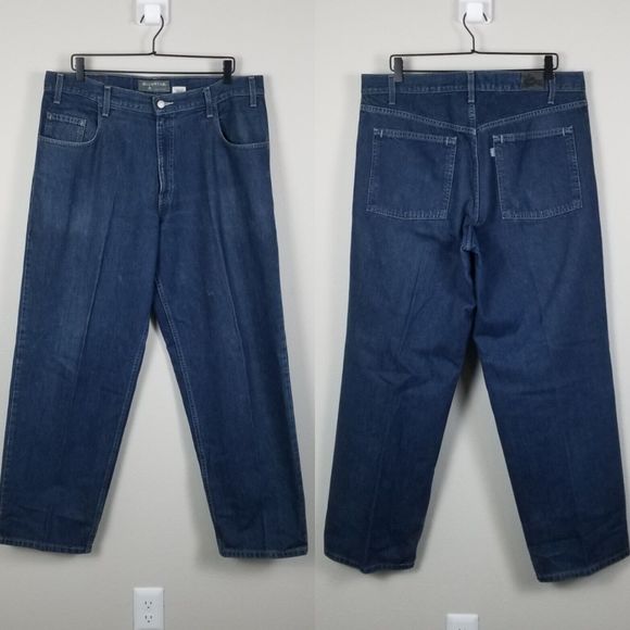Levi's Vintage 90s Y2K Grunge Blue Denim SilverTab Baggy Fit Jeans Size 36x32 - Picture 1 of 12